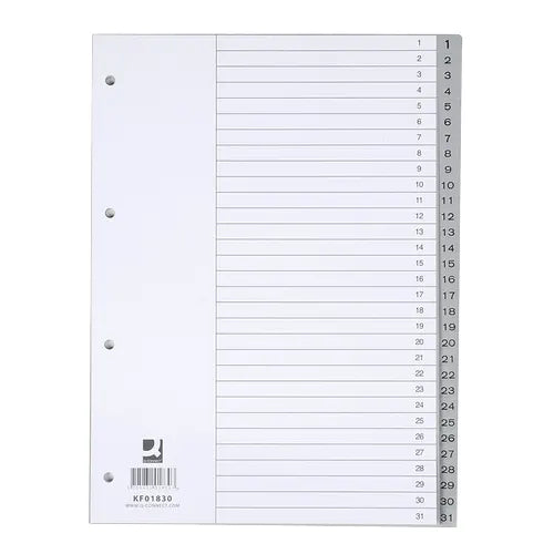 Skillekort A4 grå PP 120my 1-31