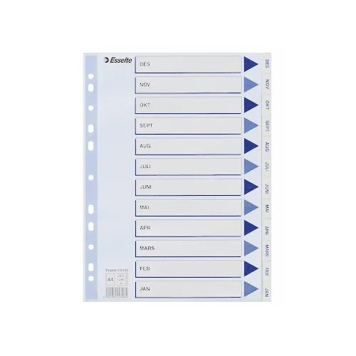 Skillekort PP A4 Des-Jan hvit 5 st